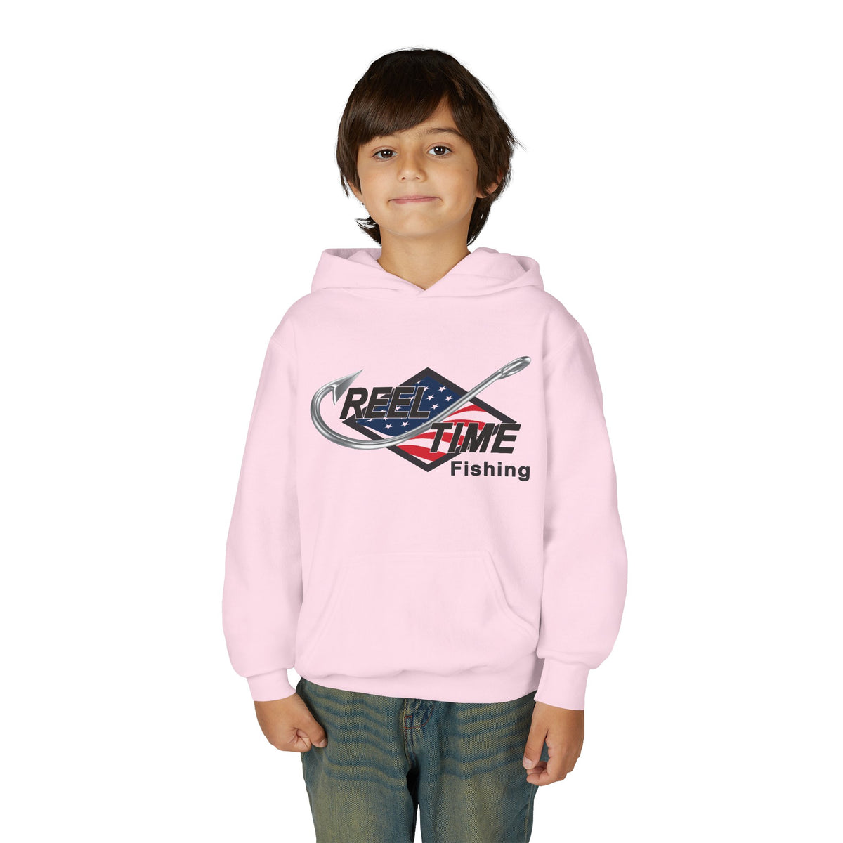 Reel Time Fishing Youth Pull-Over Hoodie flag logo