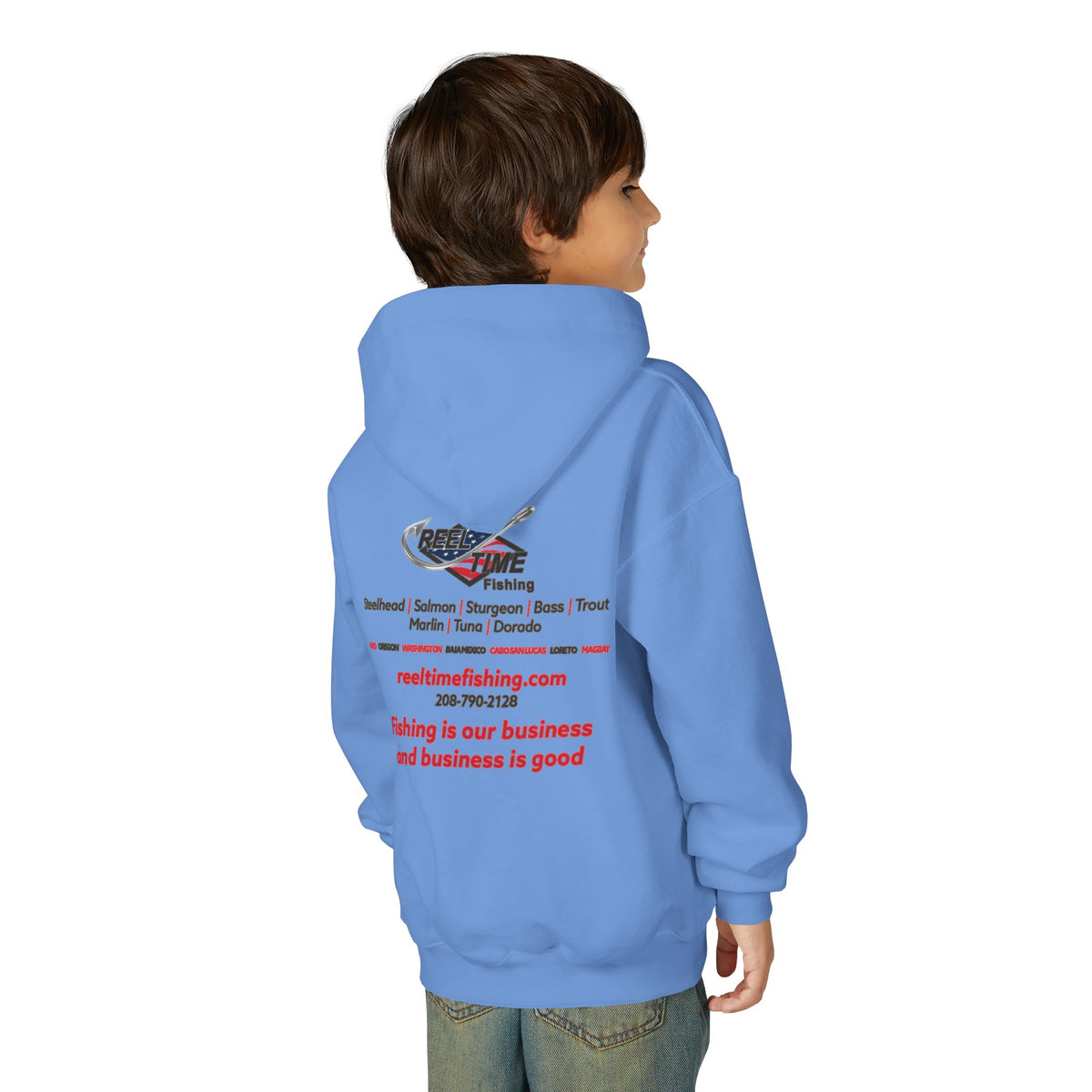 Reel Time Fishing Youth Pull-Over Hoodie flag logo