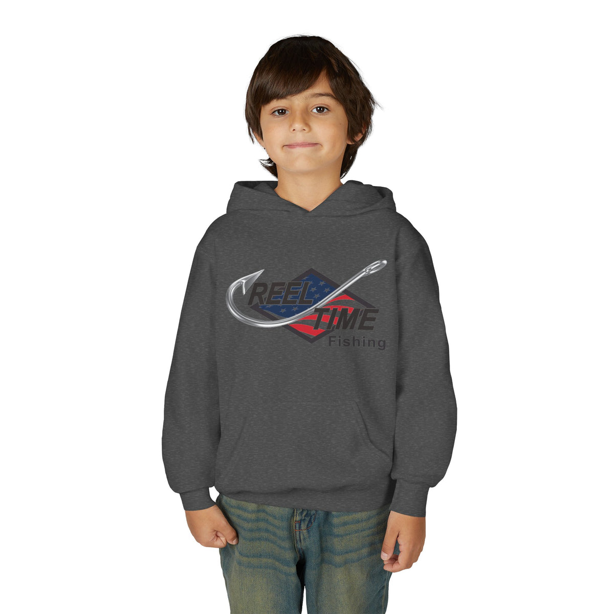 Reel Time Fishing Youth Pull-Over Hoodie flag logo