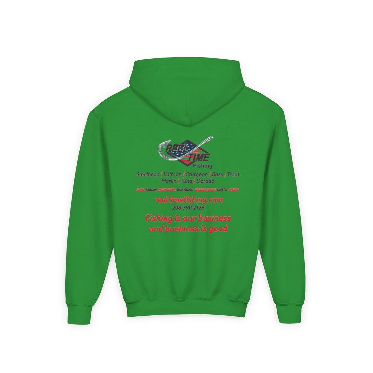 Reel Time Fishing Youth Pull-Over Hoodie flag logo