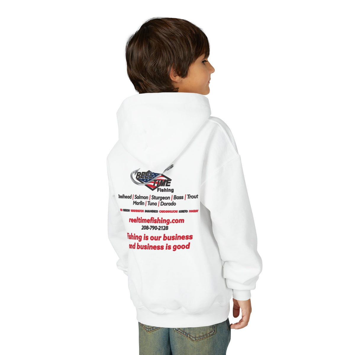 Reel Time Fishing Youth Pull-Over Hoodie flag logo