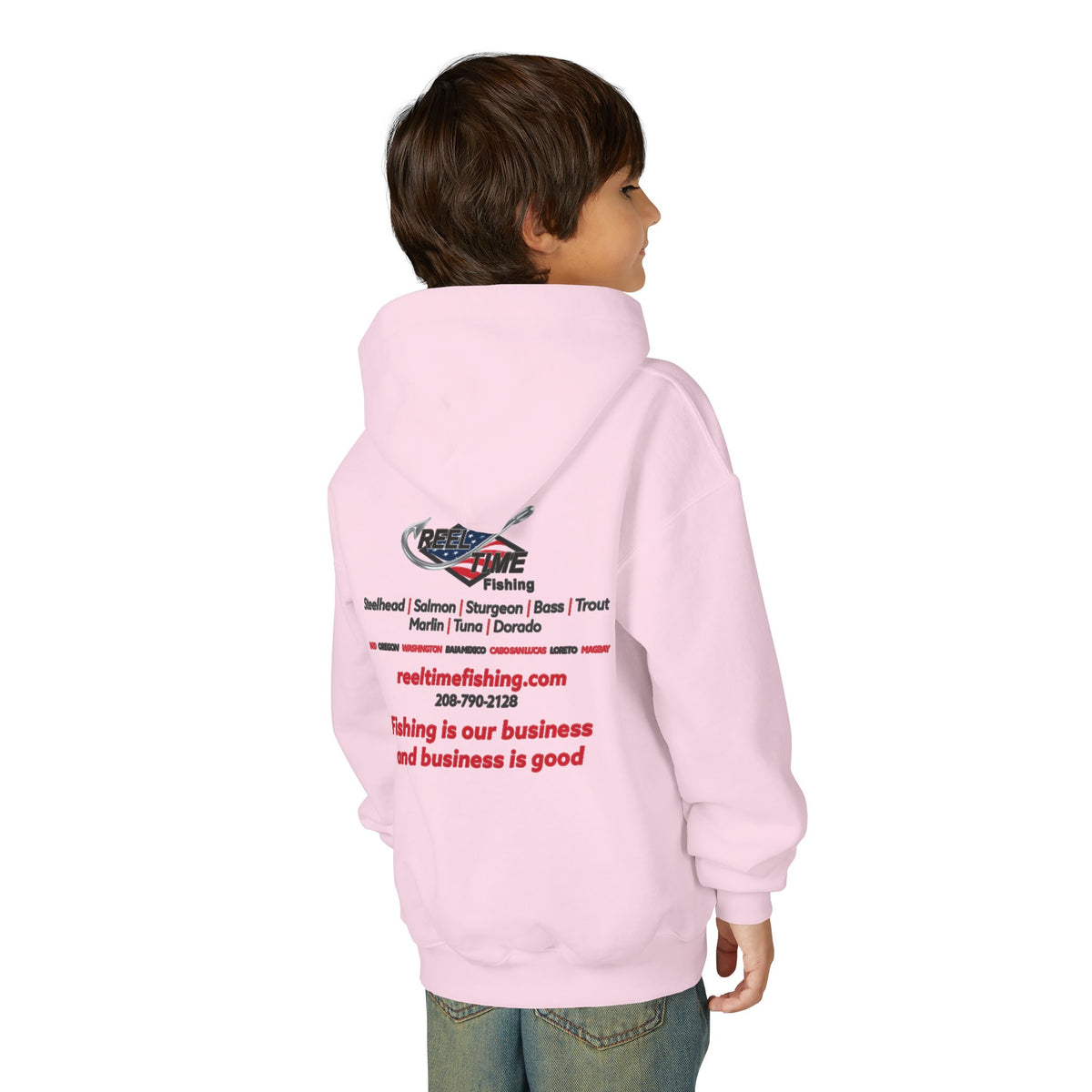 Reel Time Fishing Youth Pull-Over Hoodie flag logo