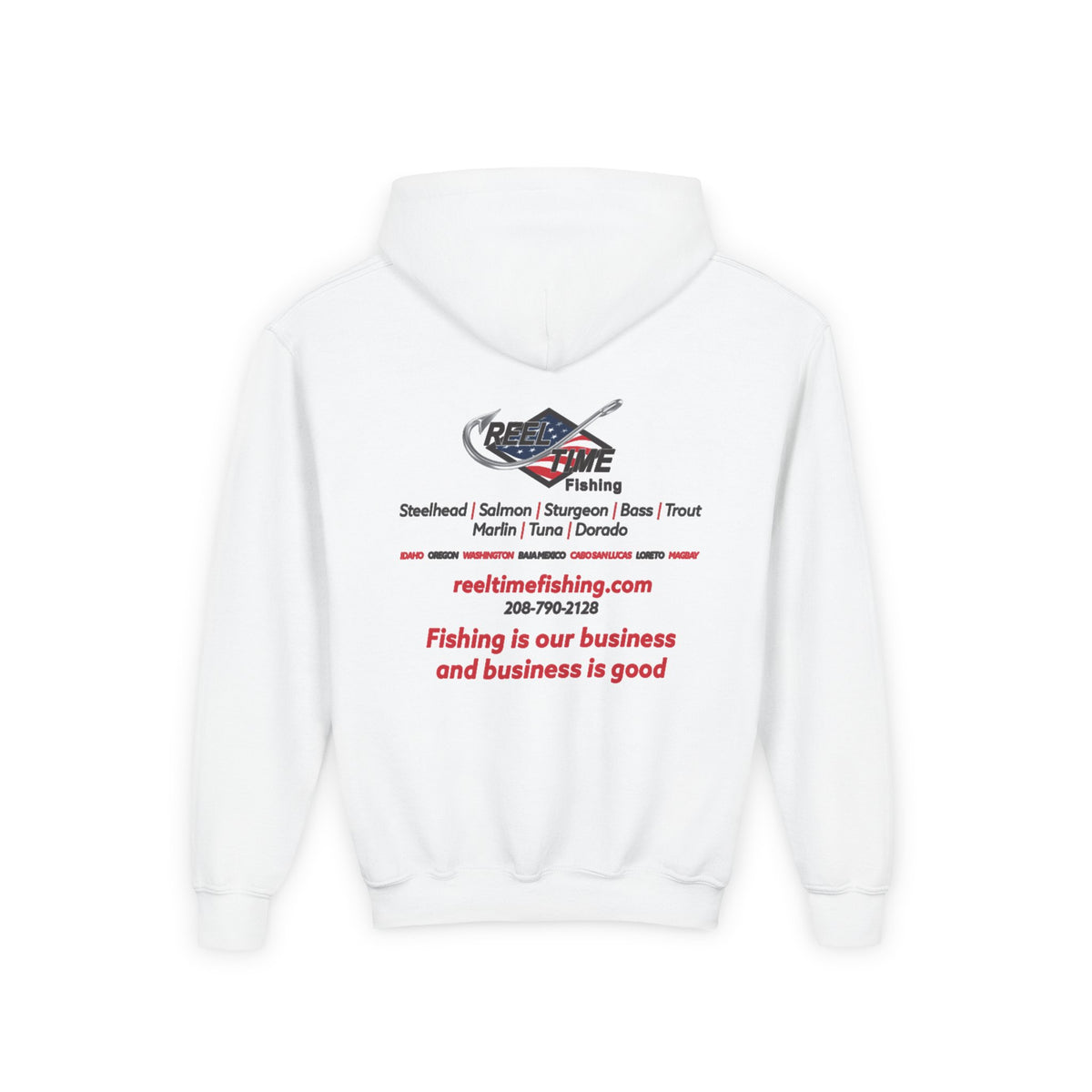 Reel Time Fishing Youth Pull-Over Hoodie flag logo