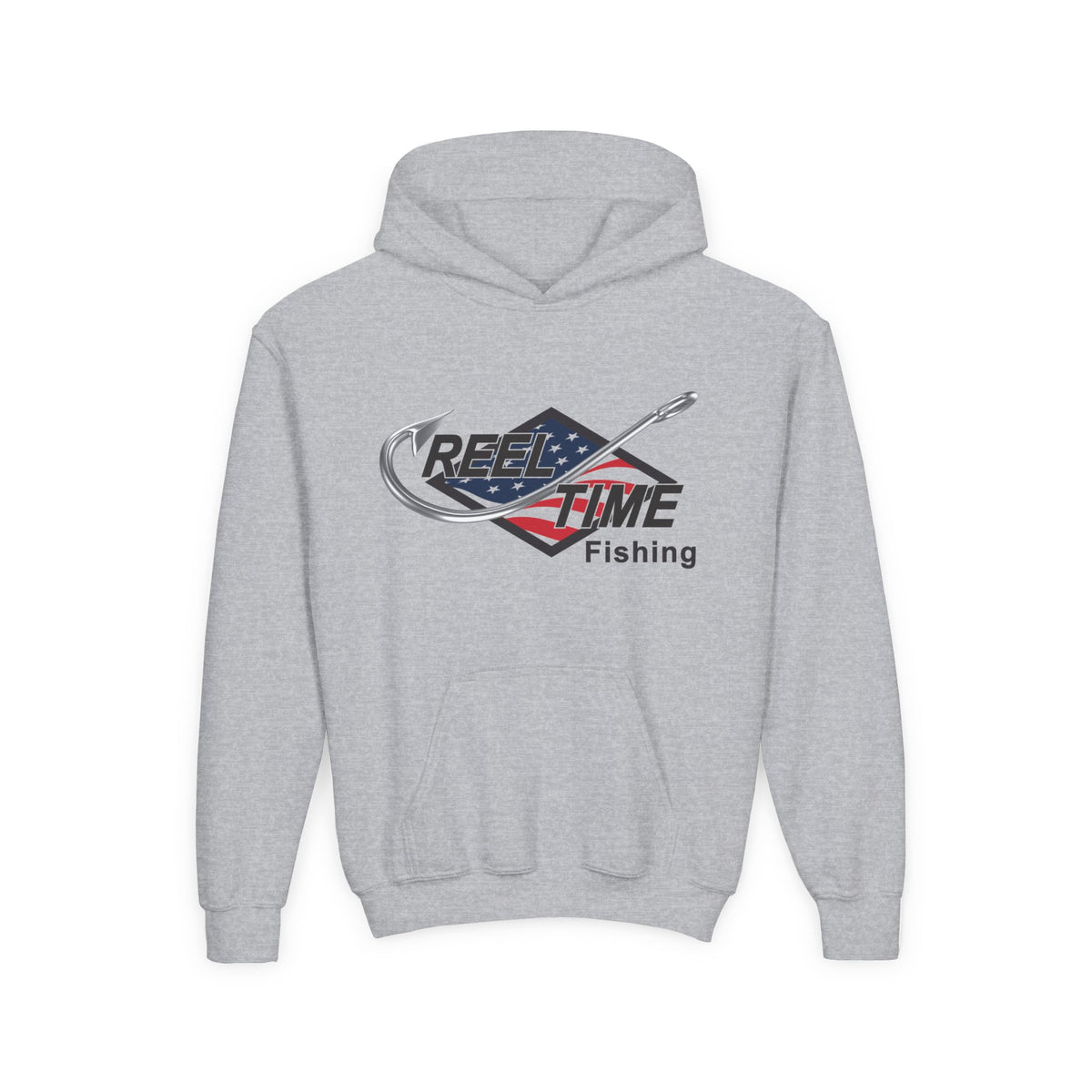 Reel Time Fishing Youth Pull-Over Hoodie flag logo
