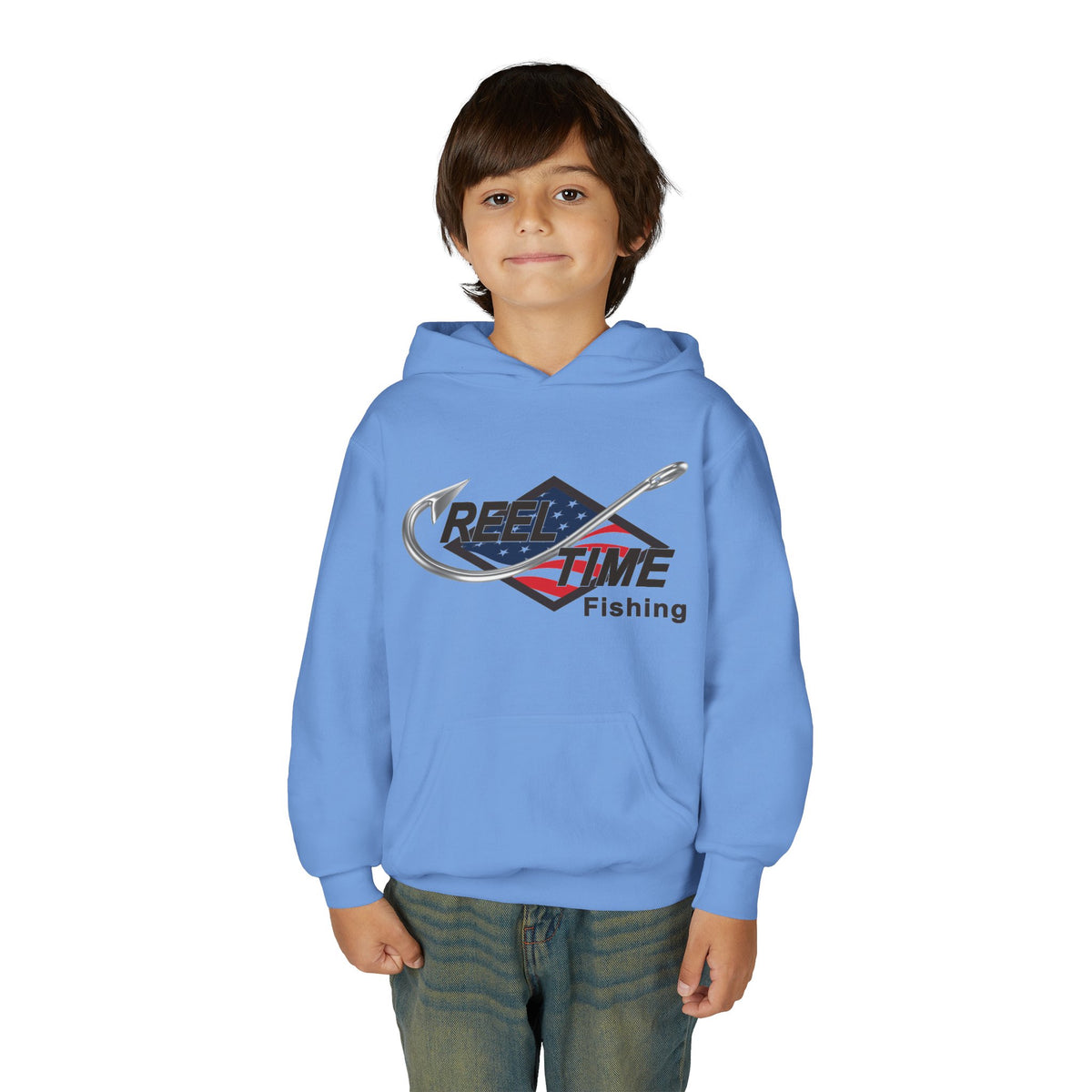 Reel Time Fishing Youth Pull-Over Hoodie flag logo