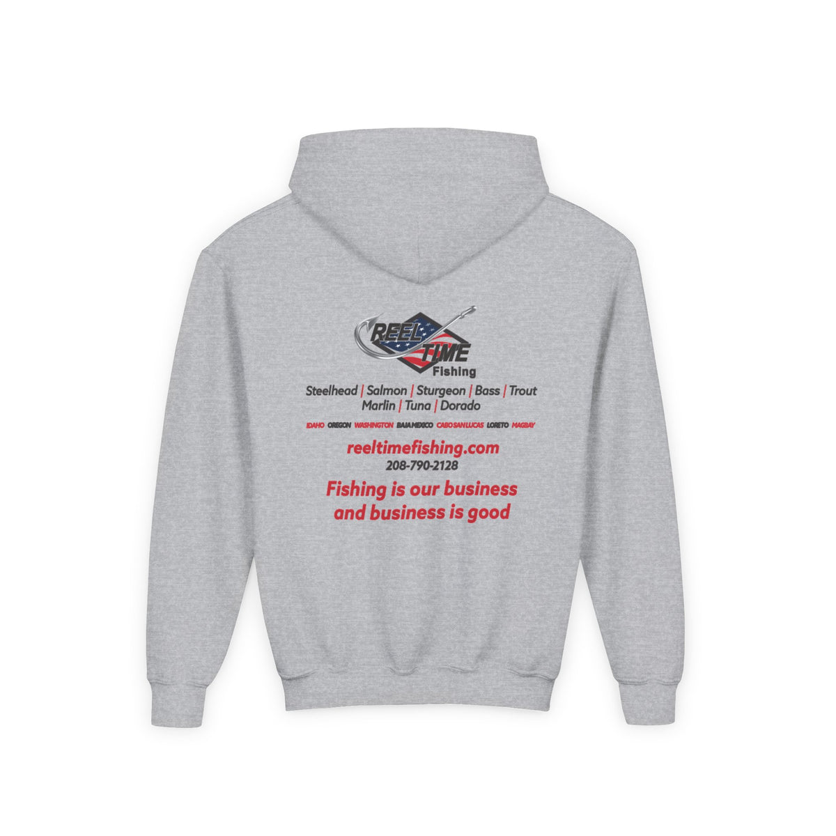 Reel Time Fishing Youth Pull-Over Hoodie flag logo