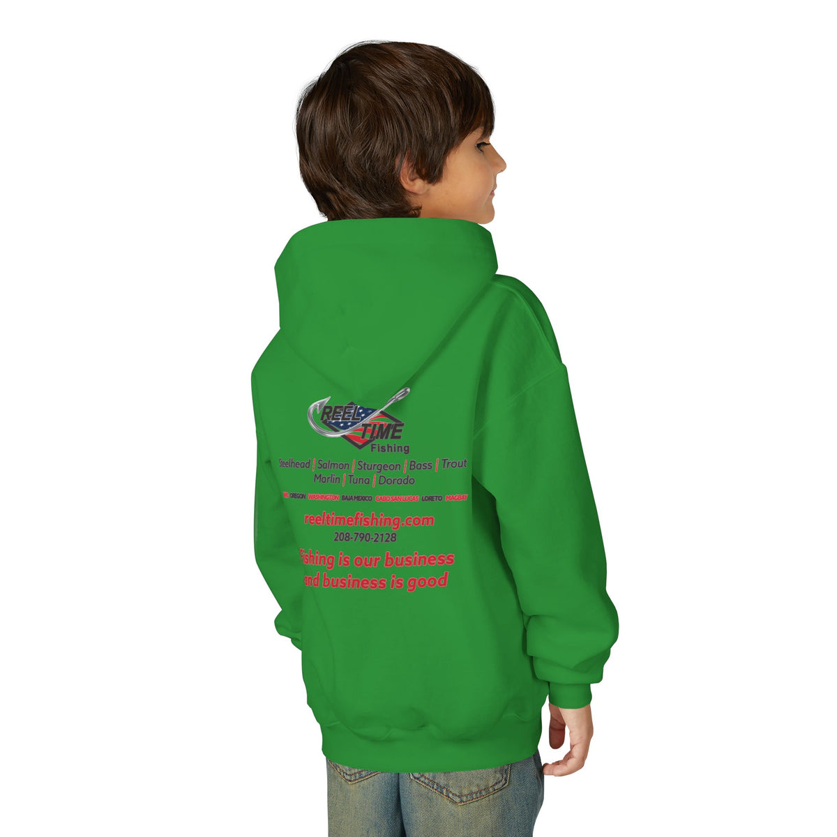Reel Time Fishing Youth Pull-Over Hoodie flag logo