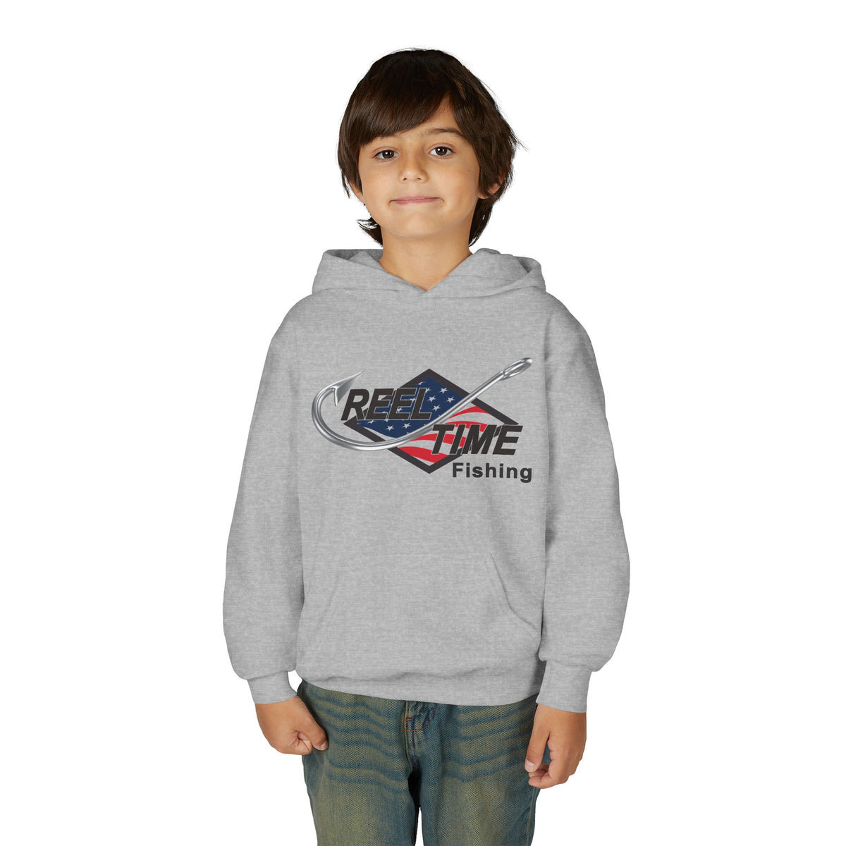 Reel Time Fishing Youth Pull-Over Hoodie flag logo